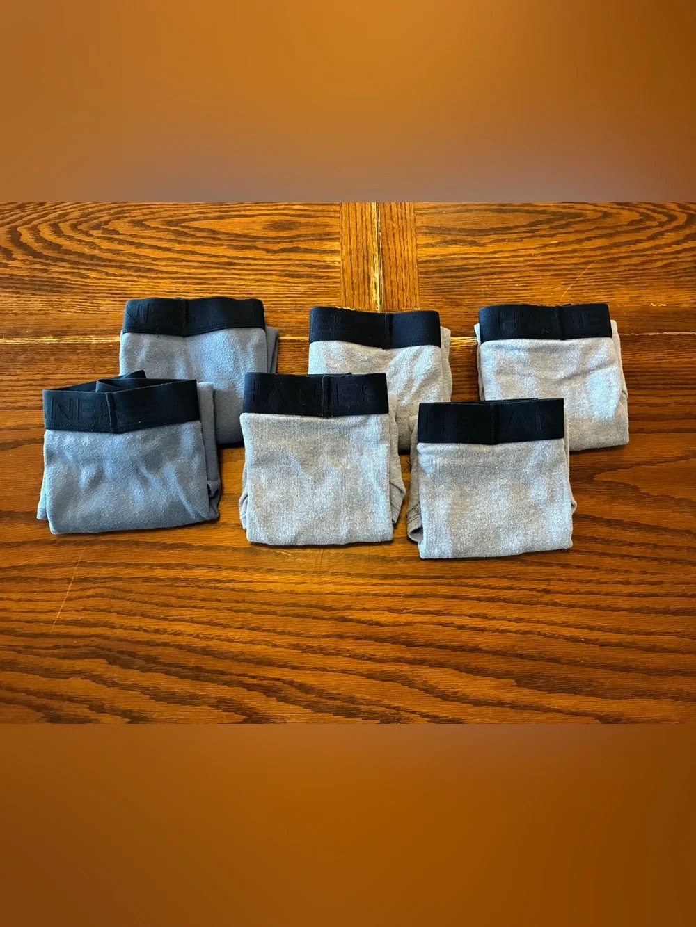Hanes Men’s Blue Light Gray Boxer Briefs Black Waistbands 6 Pack Size Medium Lot